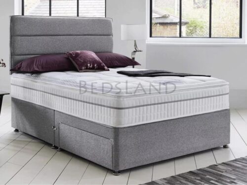4ft6 Double Beds with Storage and headboard grey suede divan bed - divan storage bed - divan headboard - divan bed frame - divan bed base