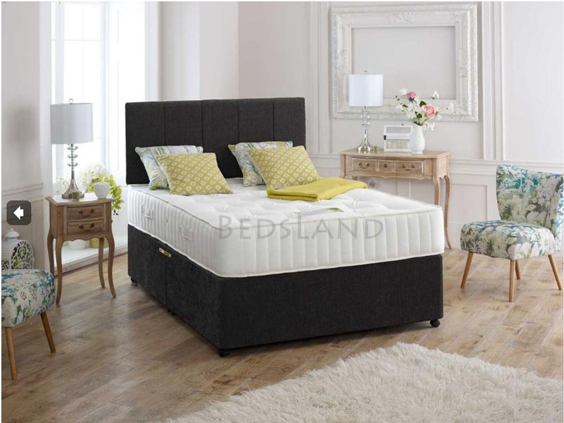 Black Suede 6ft Super King Size Bed With Storage