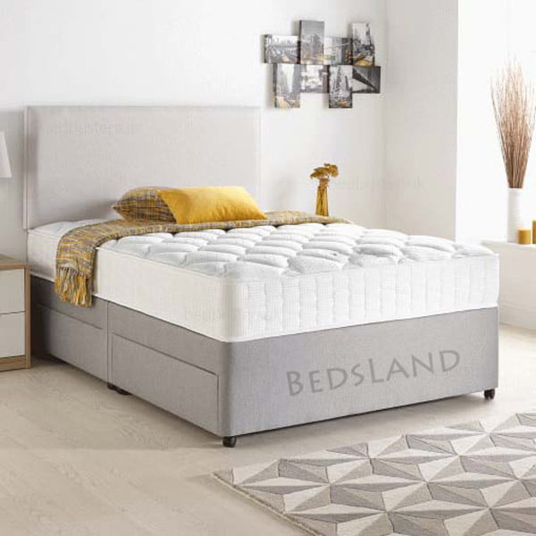 Luxury Suede Storage Divan Beds With, Queen Size Storage Bed Set