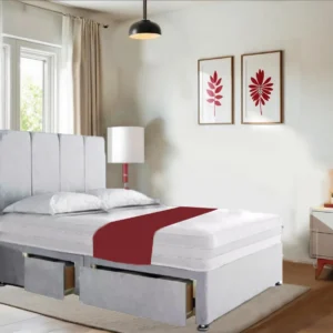 Grey Double 4FT6 Suede Divan Beds Set