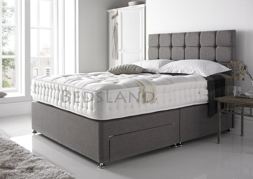 Grey Divan Bed With Headboard Mattress Drawers Bedsland