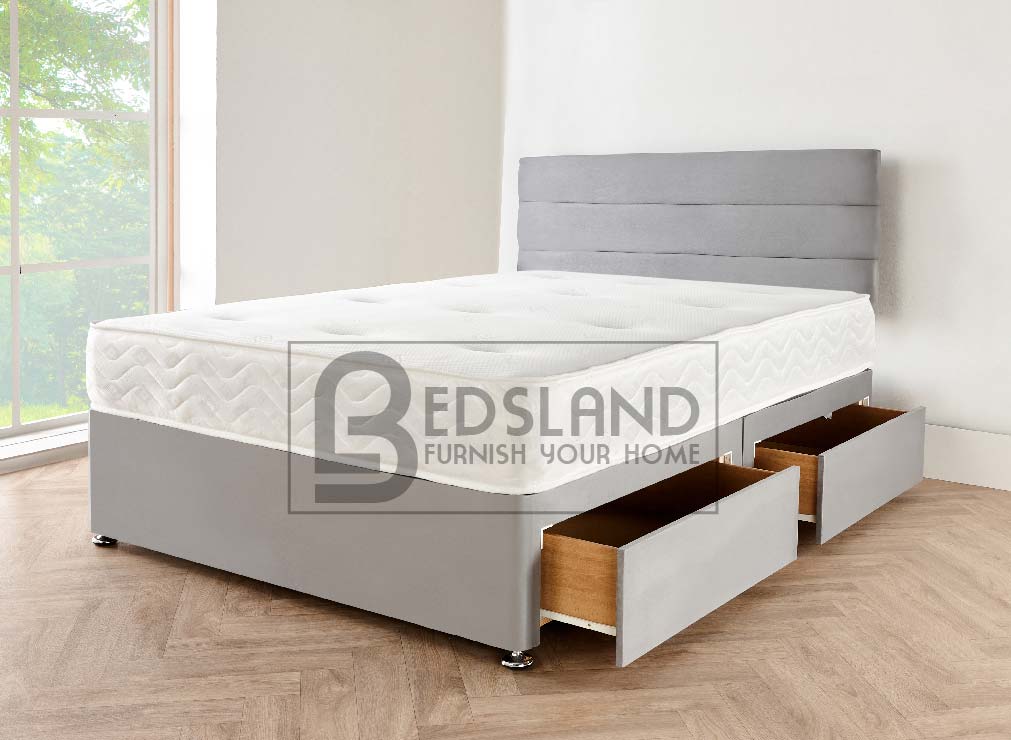 4FT6 Grey Divan Bed