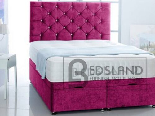 Elizabeth Divan Pink Crushed Velvet Bed Set with Mattress and Drawers