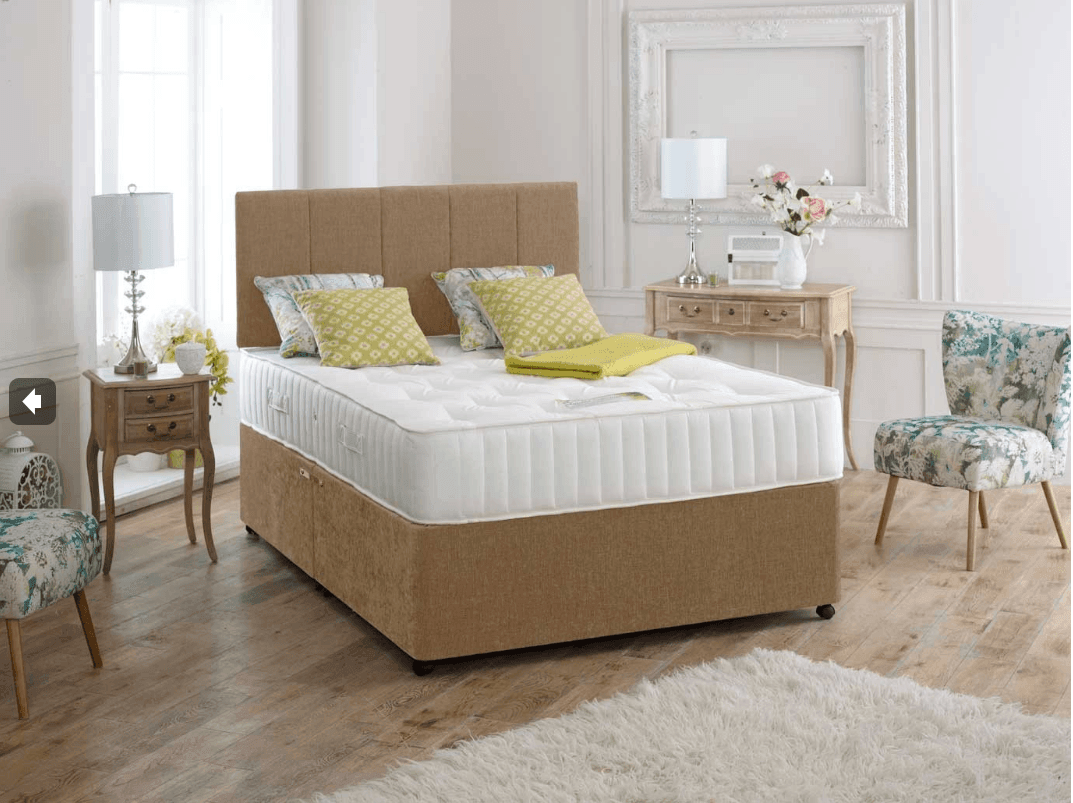 Double Divan Bed With Mattress Save, Brown Suede Bed Frame