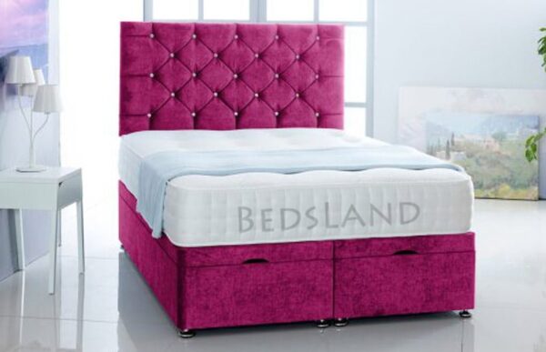 pink velvet divan bed - crushed velvet pink divan bed - pink divan bed - rose pink divan bed - pink crushed velvet bed set