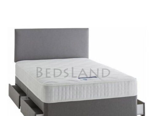 Slate Grey Chenille Storage Divan Bed With Headboard & Mattress