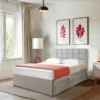 Luxury Linen Look Grey Divan Bed with Coolblue memory foam spring mattress 10″, Headboard 20″ (5)