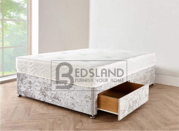 Silver Crushed Velvet Divan Base