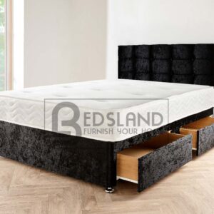 Black Crushed Velvet Divan Bed Set