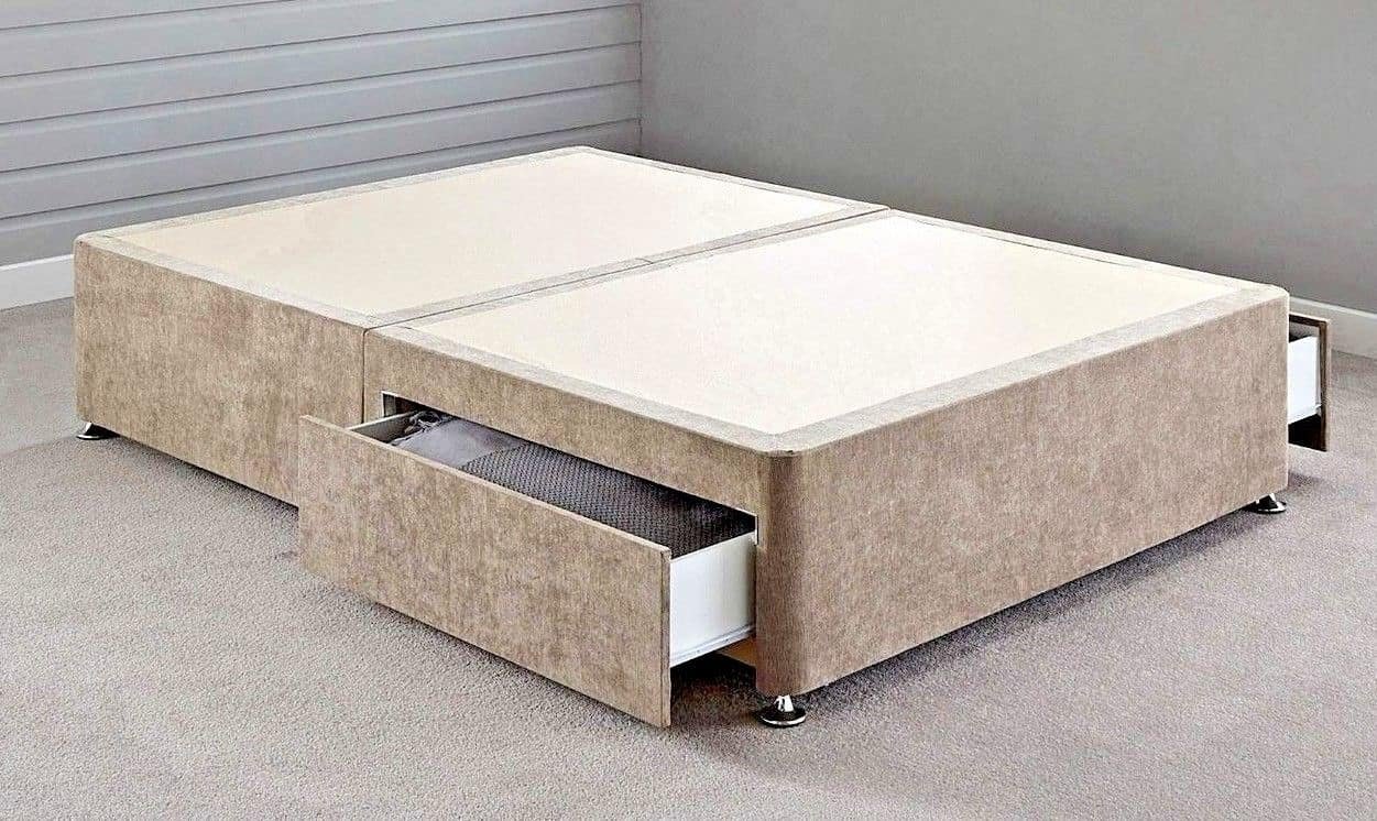 Divan with storage Base Chenille Fabric Divan Base Bedsland