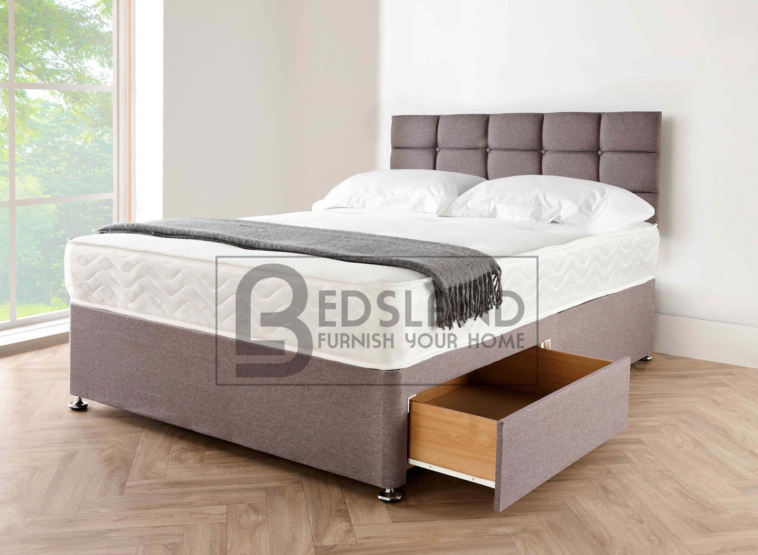 Linen Look Grey Bed with Storage and Mattress Sale