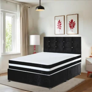 Dark grey Crushed Velvet Bed Set  |  3ft Small Bed