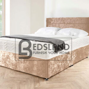 Crushed Velvet Bed Set | 20″ Matching Headboard | 10″ Memory Foam Spring Mattress | 2 Drawers
