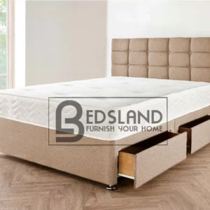 Linen Mink Beds With Headboard & Mattress - Mink Bedframe With storage - Available in All Sizes