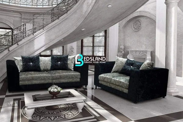 Multi coloured sofas - Black and Silver 3+2 Seater Couch