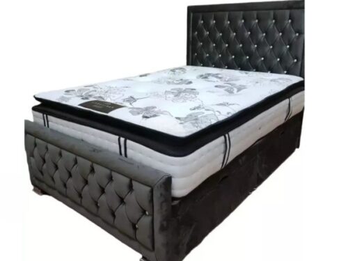 Hampton Crushed Velvet super king Sleigh Bed, black sleigh bed, sleigh bed with storage,