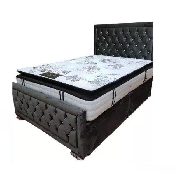 Hampton Crushed Velvet super king sleigh bedBedsland Furniture