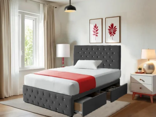 Chesterfield Blue Dreams Divan Beds with Headboard and 12″Footboard Mattress Included (1)