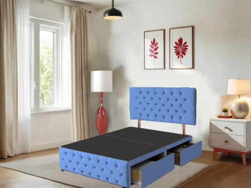 Chesterfield Blue Dreams Divan Beds with Headboard and 12″Footboard Mattress Included (14)