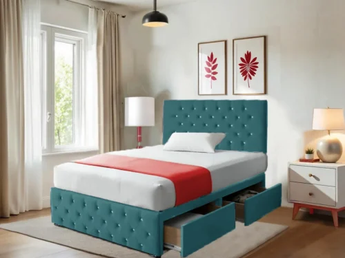 Chesterfield Blue Dreams Divan Beds with Headboard and 12″Footboard Mattress Included (3)