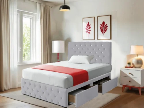 Chesterfield Blue Dreams Divan Beds with Headboard and 12″Footboard Mattress Included (5)
