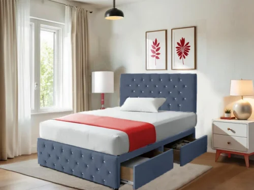 Chesterfield Blue Dreams Divan Beds with Headboard and 12″Footboard Mattress Included (7)