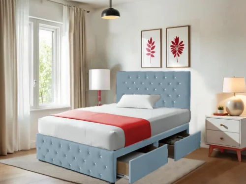 Chesterfield Blue Dreams Divan Beds with Headboard and 12″Footboard Mattress Included (9)