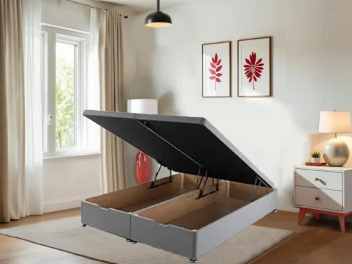 Grey Ottoman Bed with 3 Panel Headboard (2)