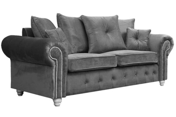 grey velvet sofa