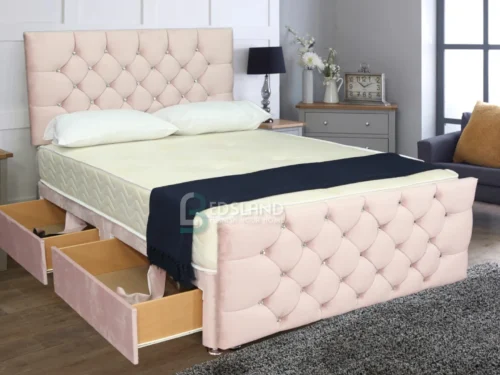 Modern Pink King Size Divan Bed With Mattress