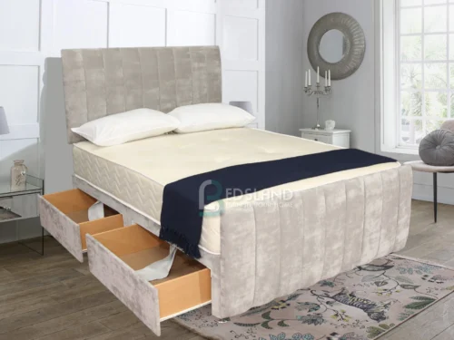 Cream Plush Velvet Divan Bed , velvet divan bed