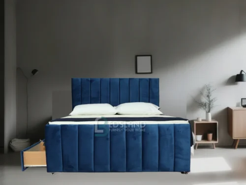 suede divan bed, blue suede divan bed