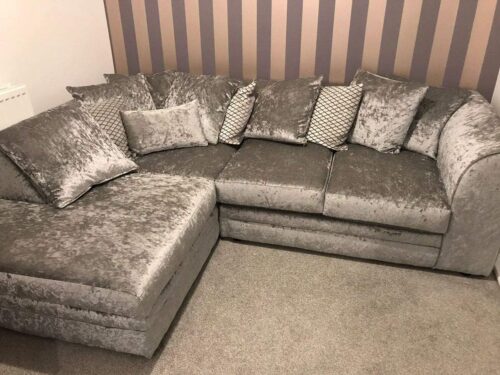 Bedsland Silver Crushed Velvet Sofas (3+2 sofa set)