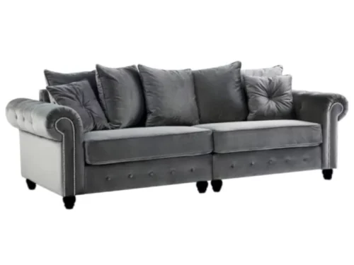 Dark Grey plush 4 seater sofa set
