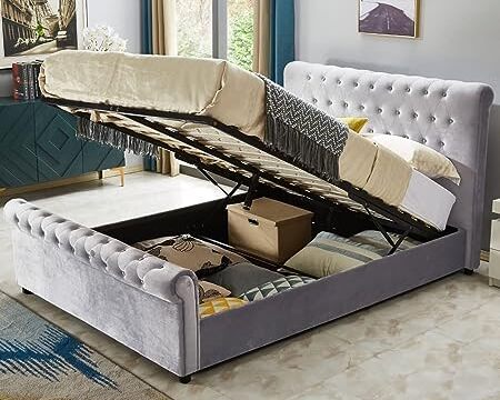 Plush Ottoman Sleigh Bed