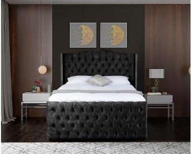 Upholstered Headboard Charcoal Chenille Divan Beds Bedsland