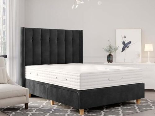 Velour Fabric Divan Bed Set,