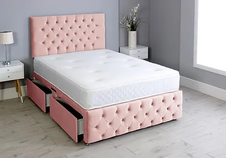 Pink Velvet Divan Bed